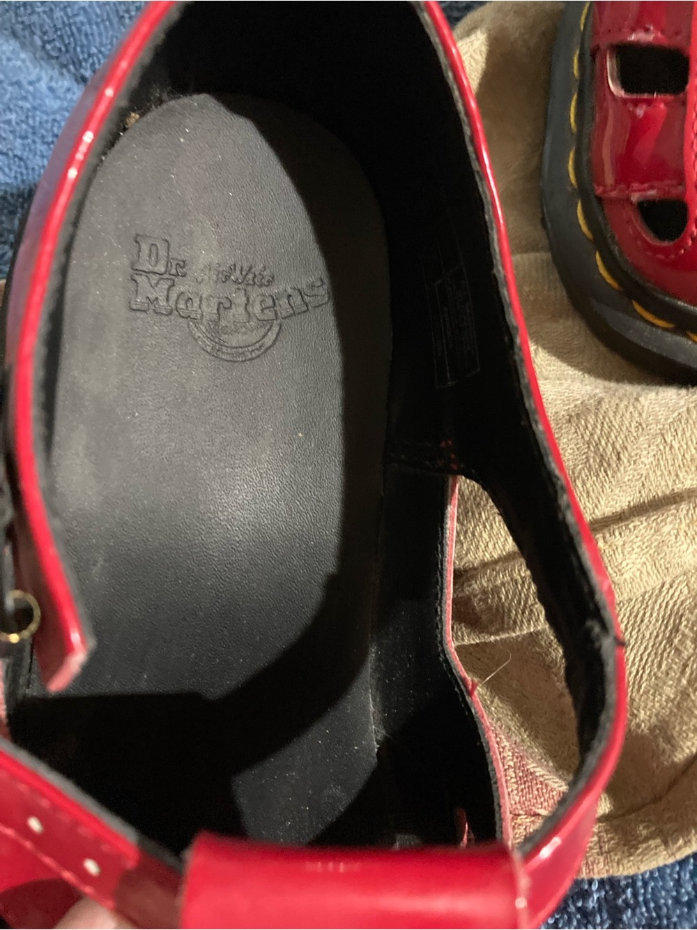 Dr. Martens Women's Red Leather Fisherman Wedge Sandals - Picture 4 of 4